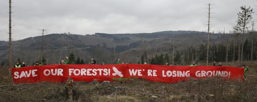 Banner action in the Harz Mountains in Germany